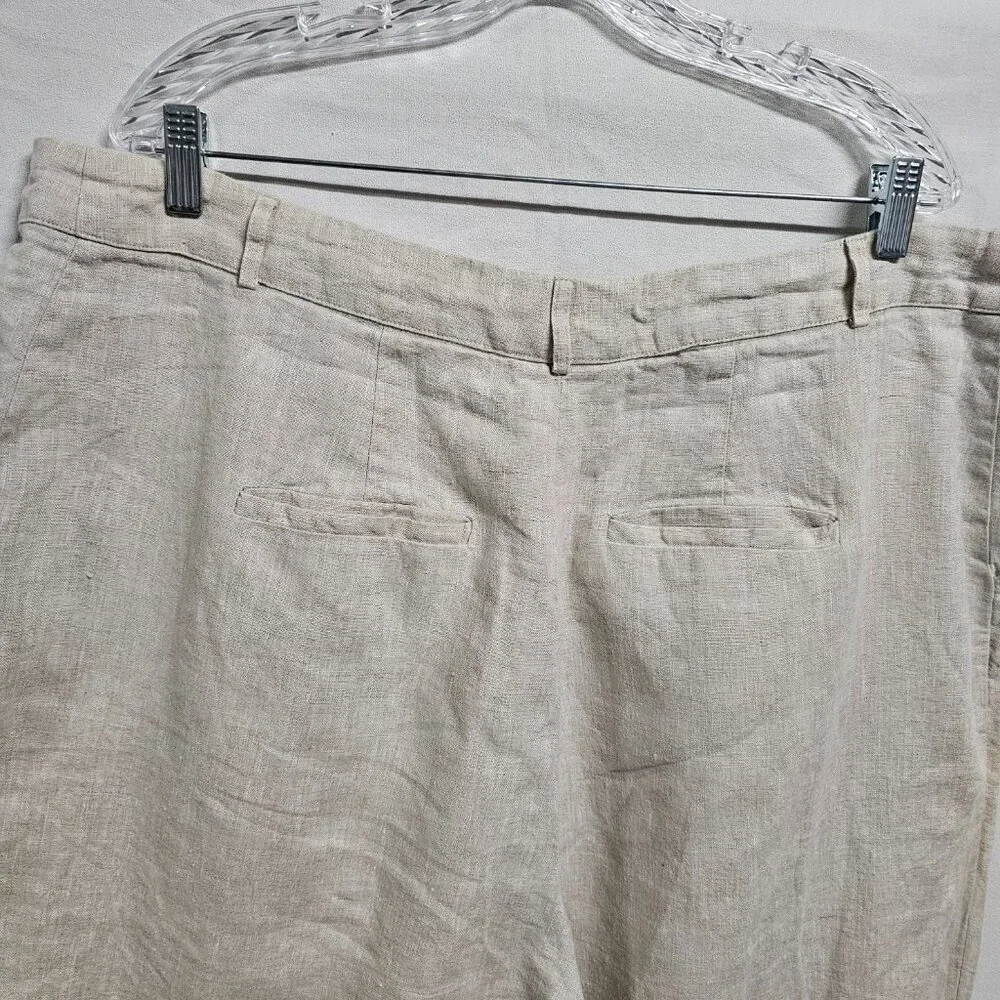 Reformation Mason Wide Leg Women Pants Size 22 Khaki 100% Linen